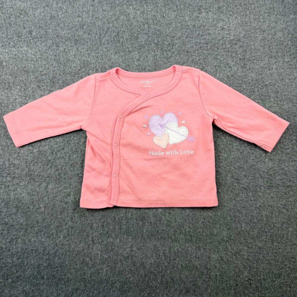 Minibean Kimono Top Infant 3-6M Pink Heart Made With Love Long Sleeve‎ Shirt